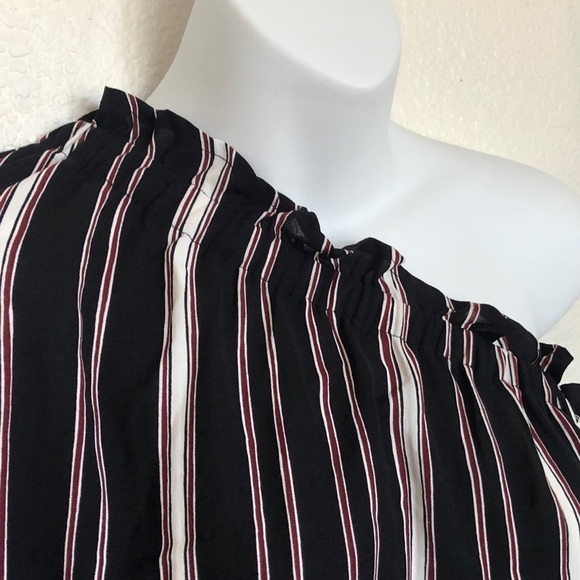 Bishop + Young Blue Stripe Asymmetrical Ruffle Top - Picture 4 of 8
